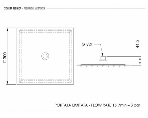 Верхний душ с шарнирным соединением 30 см Remer 357UFS30X