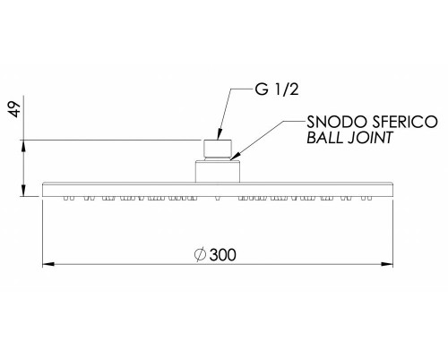 Верхний душ с шарнирным соединением 30 см Remer 359MM30DOX, золото глянцевое
