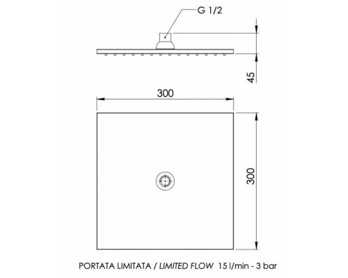 Верхний душ с шарнирным соединением 30 см Remer 359SSLBGX, золото брашированное