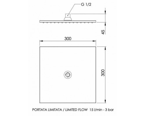 Верхний душ с шарнирным соединением 30 см Remer 359SSLDOX, золото глянцевое