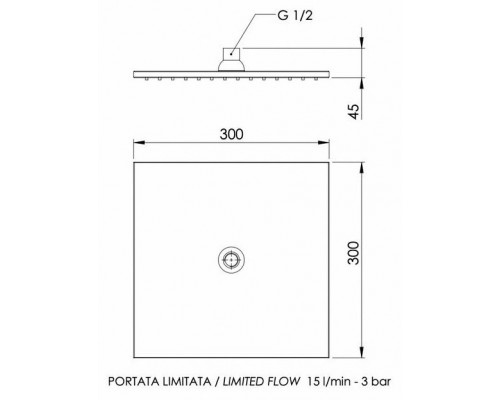 Верхний душ с шарнирным соединением 30 см Remer 359SSLVOX, бронза