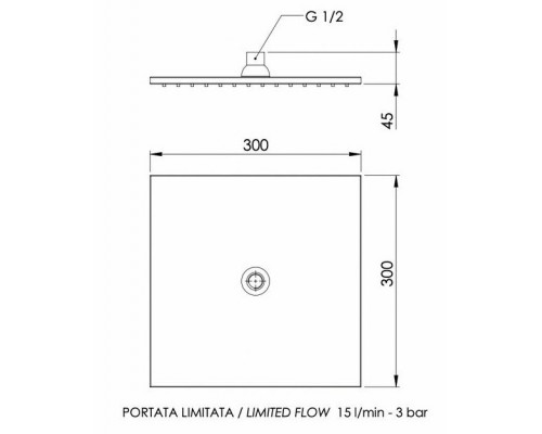 Верхний душ с шарнирным соединением 30 см Remer 359SSLXVX, сталь
