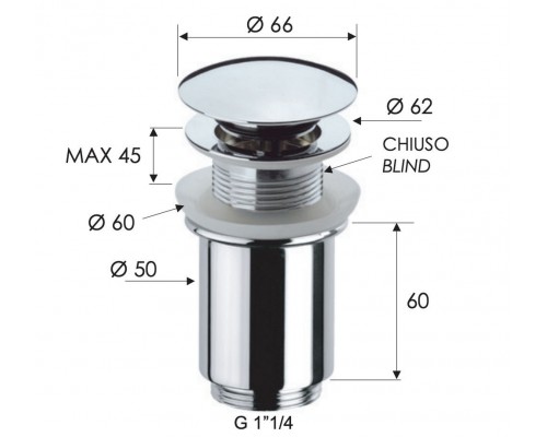 Донный клапан без перелива 1”1/4 Remer 904CC114NO, черный матовый