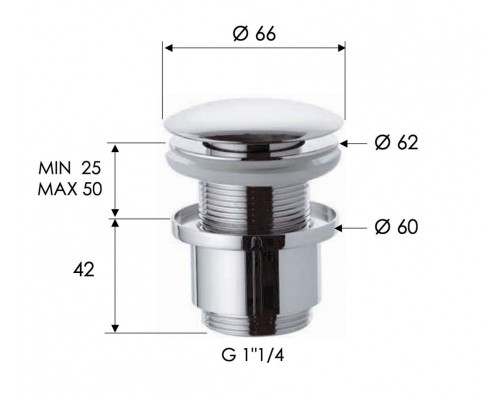 Донный клапан без перелива 1”1/4 Remer 904CC2114NO, черный матовый