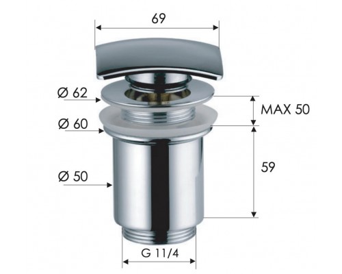 Донный клапан без перелива 1”1/4 Remer 904SCC114