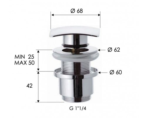 Донный клапан без перелива 1”1/4 Remer 904SCC2114
