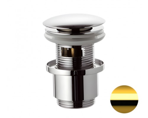 Донный клапан с переливом 1”1/4 Remer 905CC2114DO, золото глянцевое