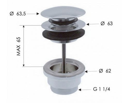 Донный клапан универсальный 1”1/4 Remer 905CCR114BO, белый матовый