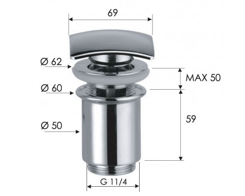 Донный клапан с переливом 1”1/4 Remer 905SCC114