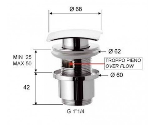 Донный клапан с переливом 1”1/4 Remer 905SCC114VO, бронза
