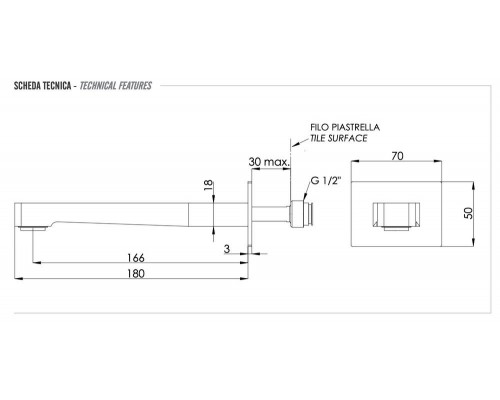 Излив настенный 18 см Remer 91DR