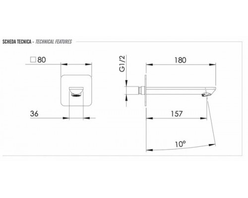 Излив настенный 18 см Remer Energy 91EYXV, сталь