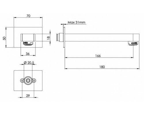 Излив настенный 18 см Remer 91L