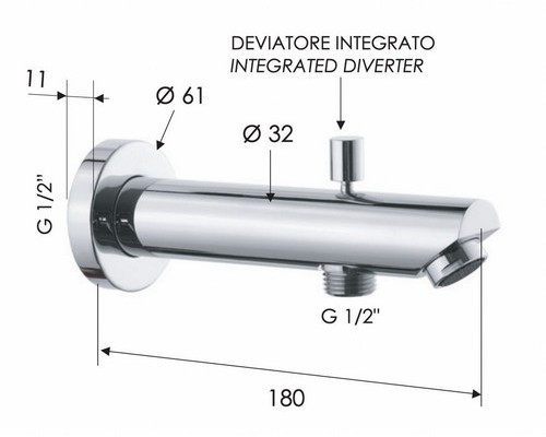 Излив настенный 18 см с дивертером Remer 91MD