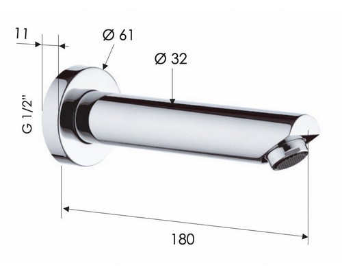 Излив настенный 18 см Remer 91MNO, черный матовый