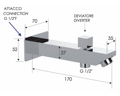 Излив настенный 18 см с дивертером Remer 91QD
