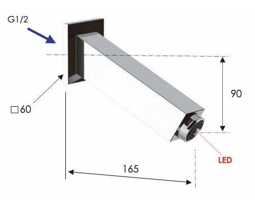 Излив настенный 16 см с подсветкой Remer 91QR
