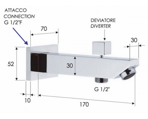 Излив настенный 18 см с дивертером Remer 91SD