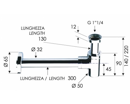 Сифон 1”1/4 Remer 958BNO, черный матовый