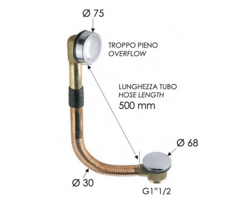 Слив-перелив click-clack для ванны Remer 96CC