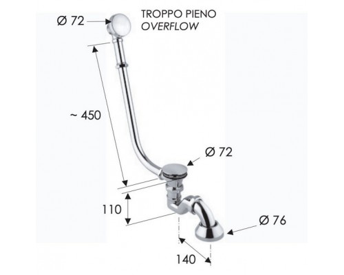 Слив-перелив click-clack для ванны Remer 96LICCVO, бронза