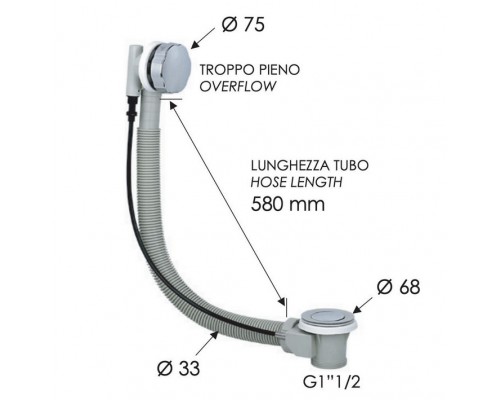 Слив-перелив полуавтоматический для ванны Remer 96P