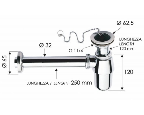 Сифон с выпуском 1”1/4 Remer 973Z114, замак