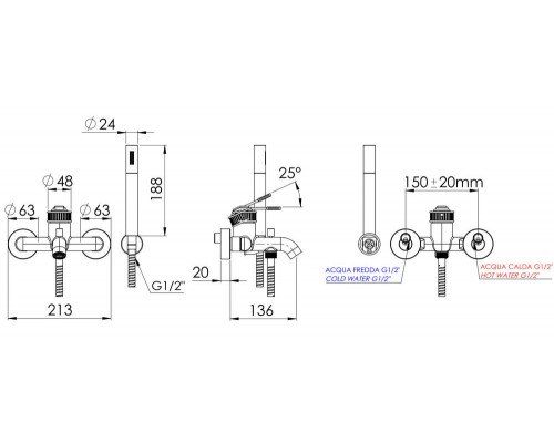 Смеситель для ванны Remer Atelier AL02CFP, черный брашированный хром