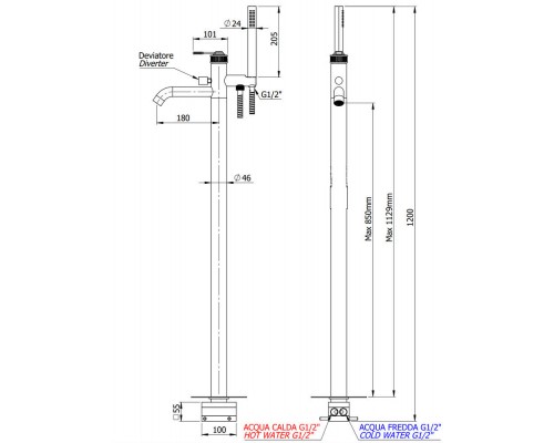 Смеситель для ванны Remer Atelier AL08