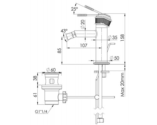 Смеситель для биде Remer Atelier AL20NO, черный матовый