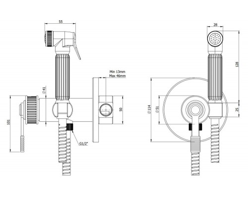 Гигиенический душ Remer Atelier AL65ZBG, золото брашированное