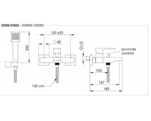 Смеситель для ванны Remer Absolute AU02