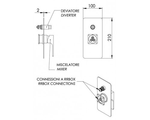 Смеситель для душа Remer Absolute AU09KBCFP, чёрный брашированный хром