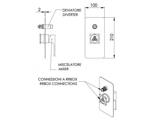 Смеситель для душа Remer Absolute AU09KBDO, золото глянцевое