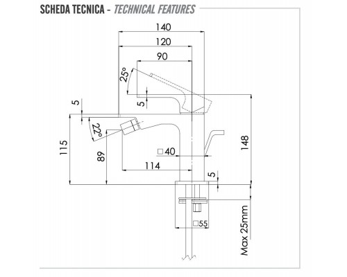 Смеситель для биде Remer Absolute AU20BG, золото брашированное
