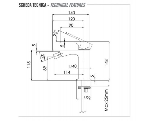 Смеситель для биде Remer Absolute AU22