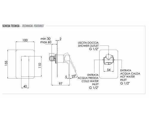 Смеситель для душа Remer Absolute AU30VO, бронза