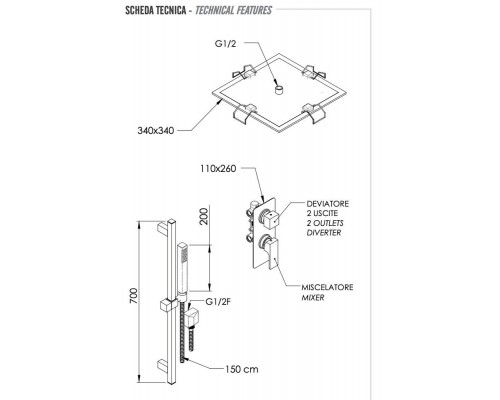Душевая система Remer Absolute AU92S01EFS34