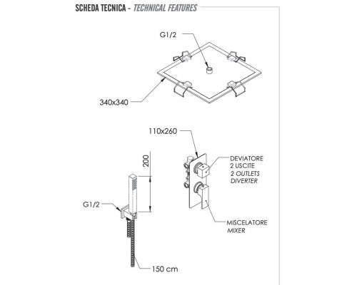 Душевая система Remer Absolute AU92S02EFS34