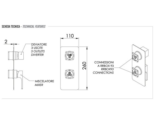 Смеситель для душа Remer Absolute AU93KBBG, золото брашированное
