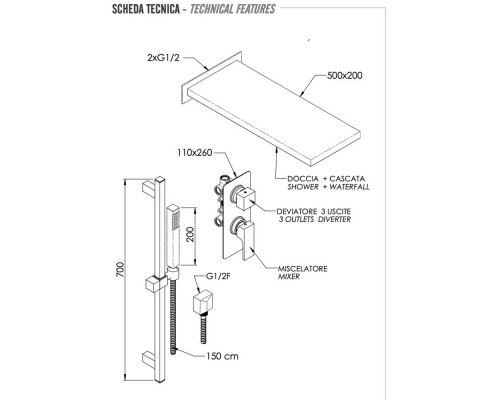 Душевая система Remer Absolute AU93S01SSCA