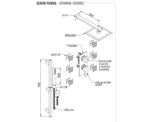Душевая система Remer Absolute AU93S01UFS20