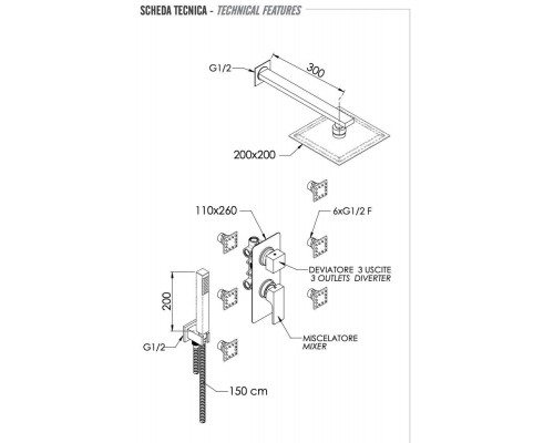 Душевая система Remer Absolute AU93S02UFS20