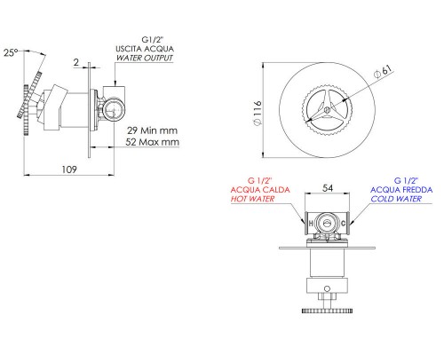 Смеситель для душа Remer Chrono CH30LBG, золото брашированное