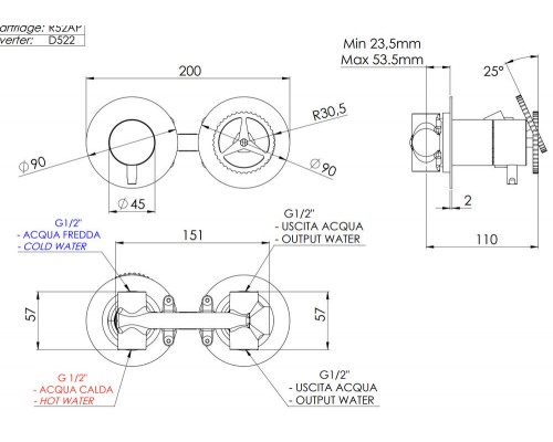 Смеситель для душа Remer Chrono CH92ZP