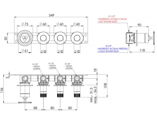 Смеситель для душа Remer Chrono CH98D3P