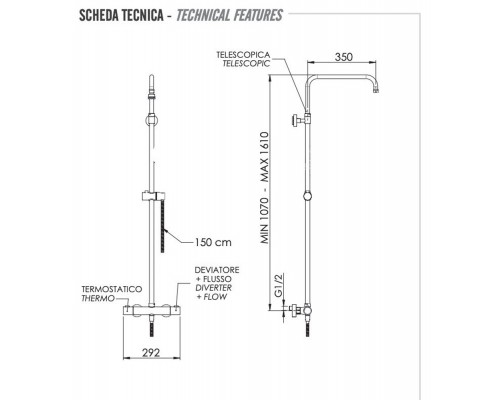 Душевая система Remer Elegance EQ32ASSDCFP, черный брашированный хром