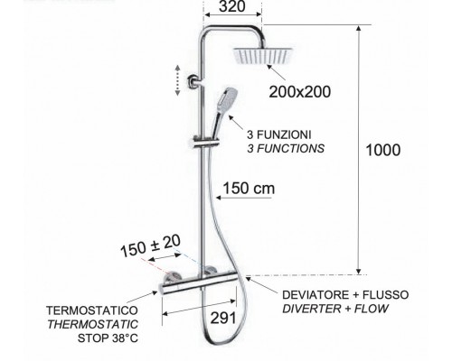 Душевая система Remer EQ32X8CPUFD20