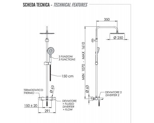 Душевая система Remer EQ34A8MPUFM25NO, черный матовый