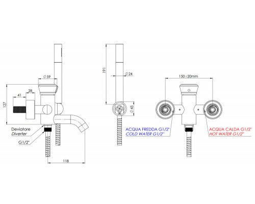 Смеситель для ванны Remer Element ET02XV, сталь